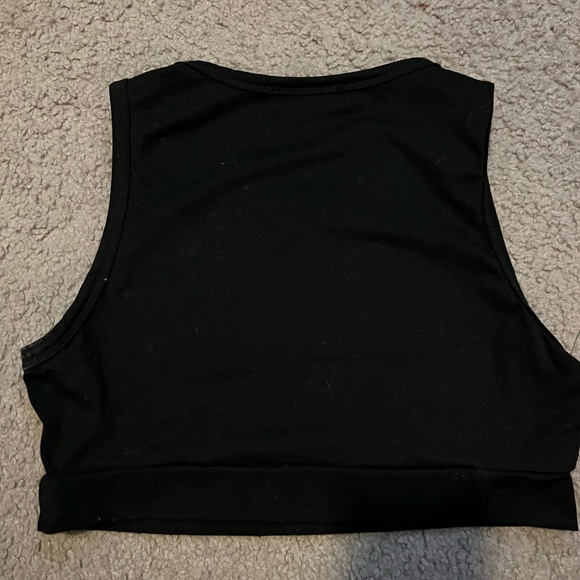 Black Graphic Angel Crop Top - Picture 3 of 4